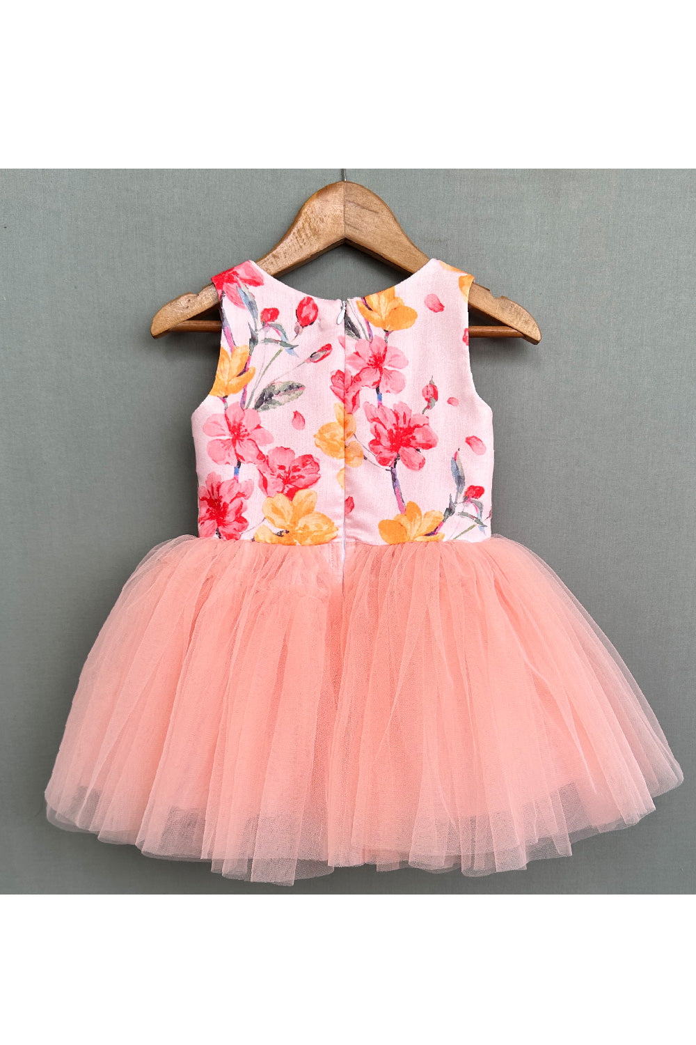 Printed And Bow Detailing Net Sleeveless Dress