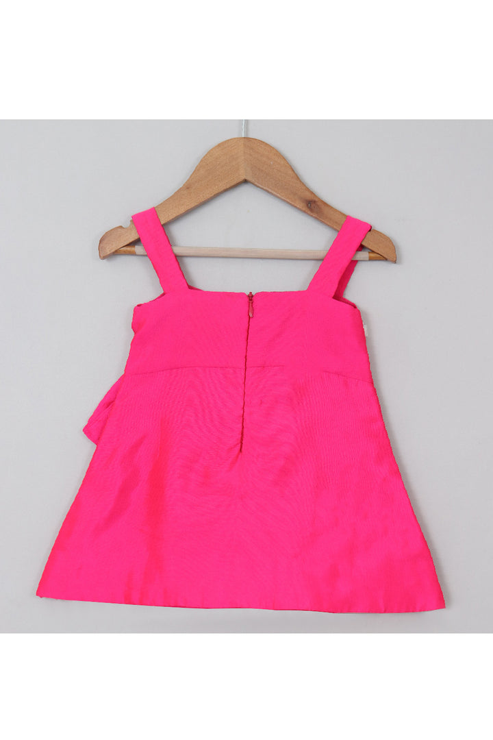 Pink Bow Detailing Sleeveless Silk Dress