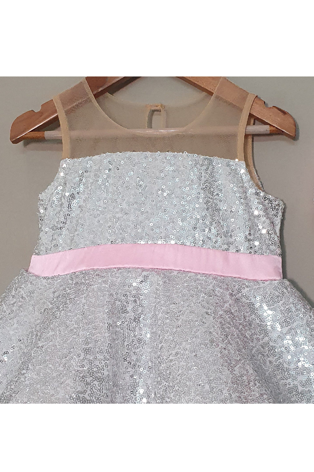 Pink And Silver Sequins Detailing Dress With Hairband