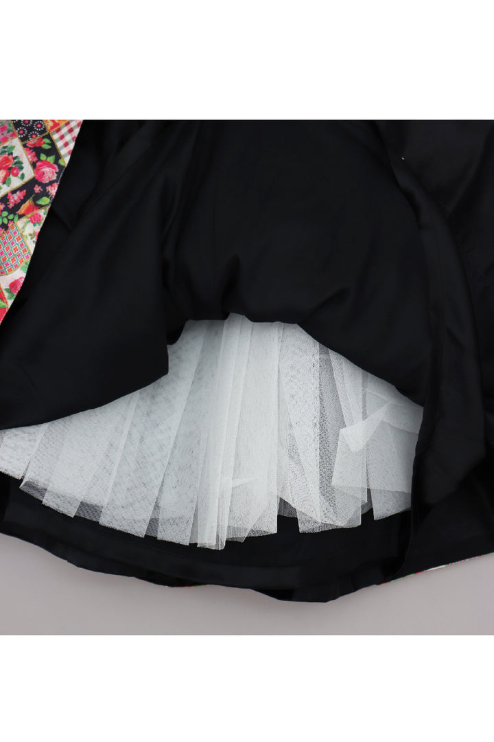 Black Printed Crop Top With Silk Lehenga Set