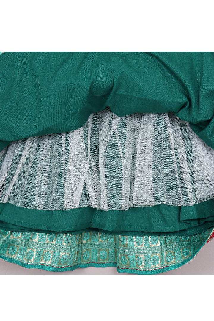 Blue Brocade And Lace Detailing One Shoulder Top With Lehenga Set
