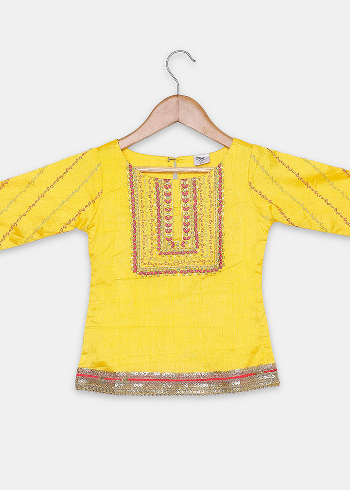 Yoke Embroidered Top With Gold Floral Printed Palazzo Set