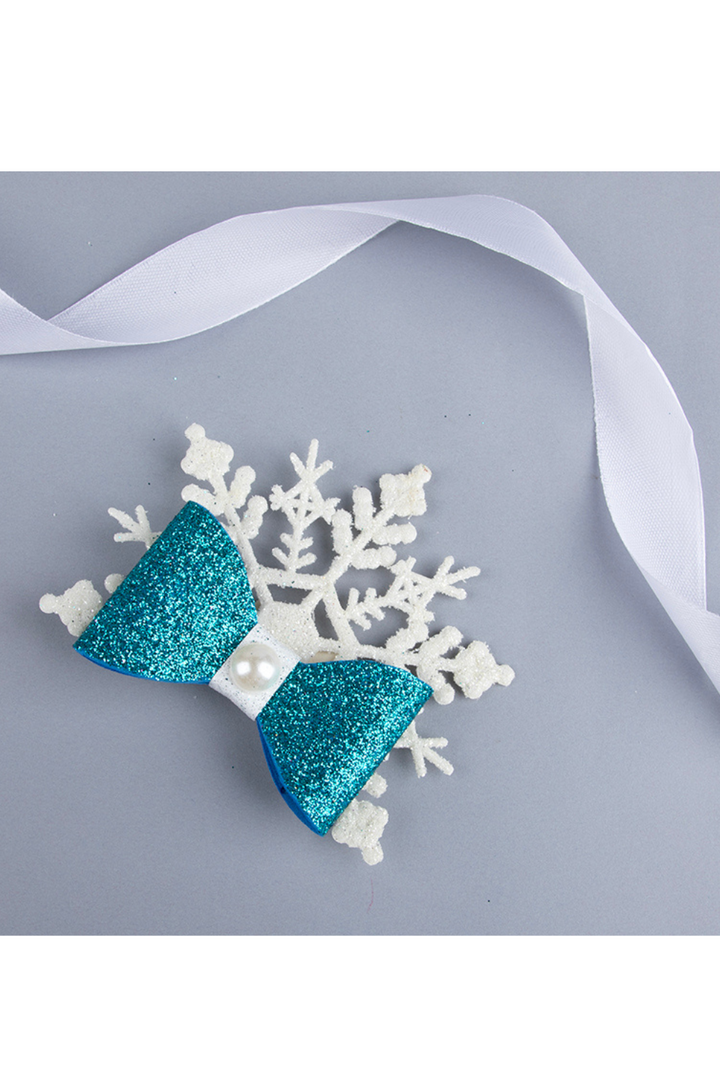 White And Blue Halloween Theme Snow Flakes Hair Clips