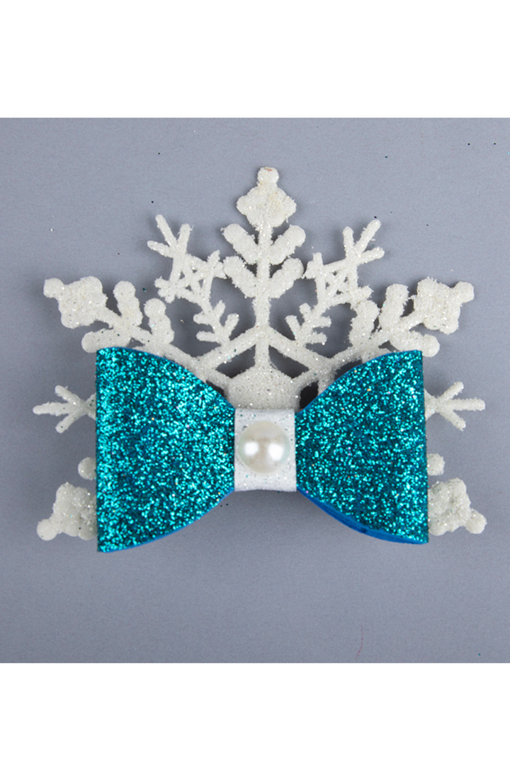 White And Blue Halloween Theme Snow Flakes Hair Clips