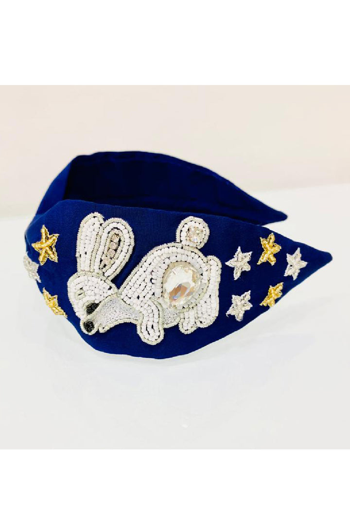 Blue Rabbit Embroidered Hairband