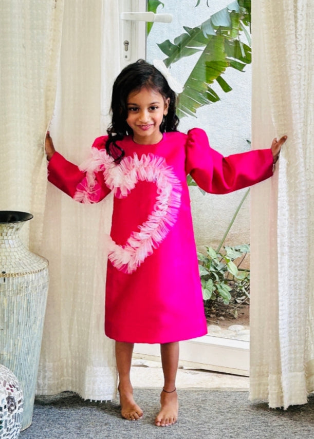 Fuschia Pink Frilled Heart Dress