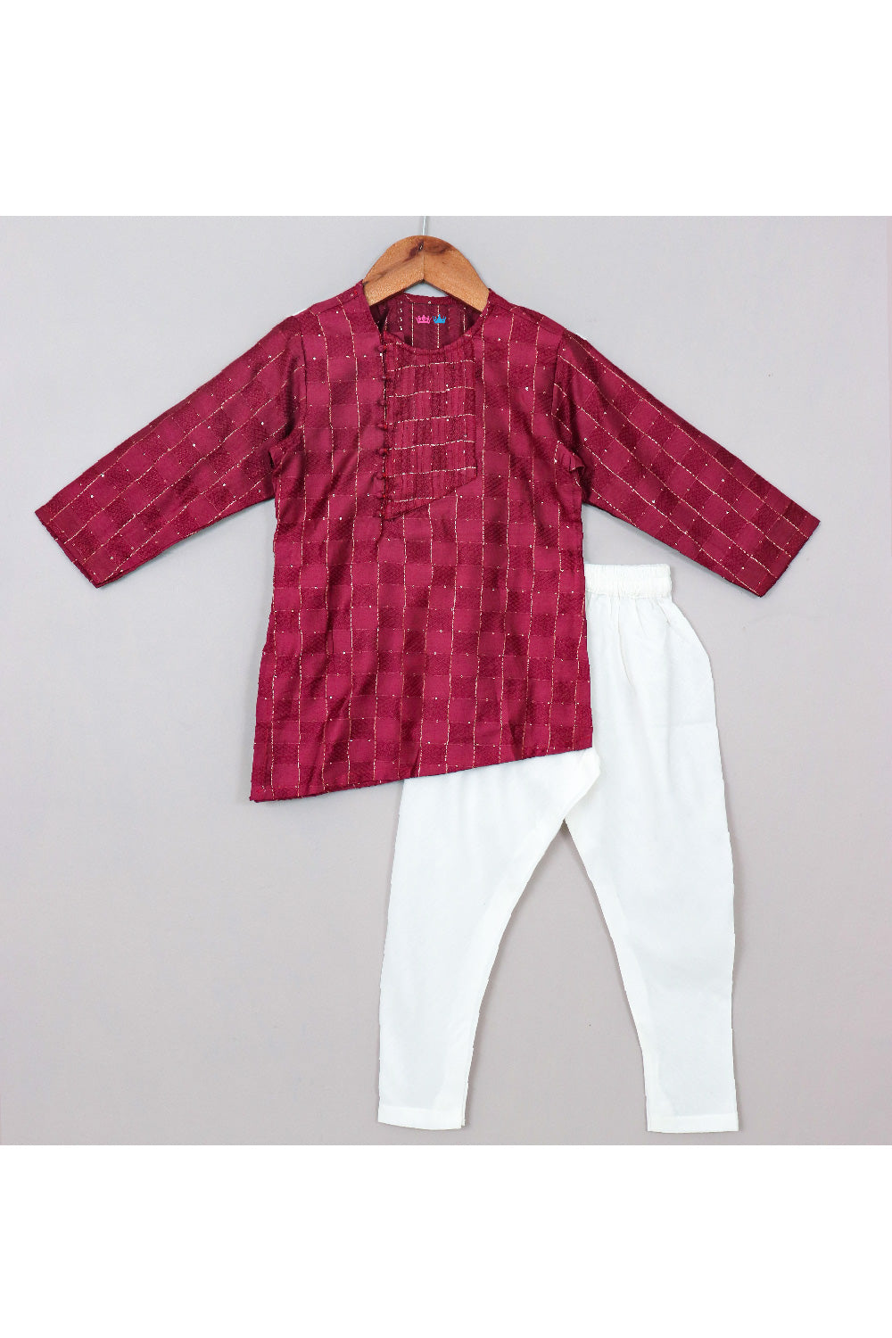 Thread Embroidered Silk Blend Asymmetrical Kurta With Pyjama Set