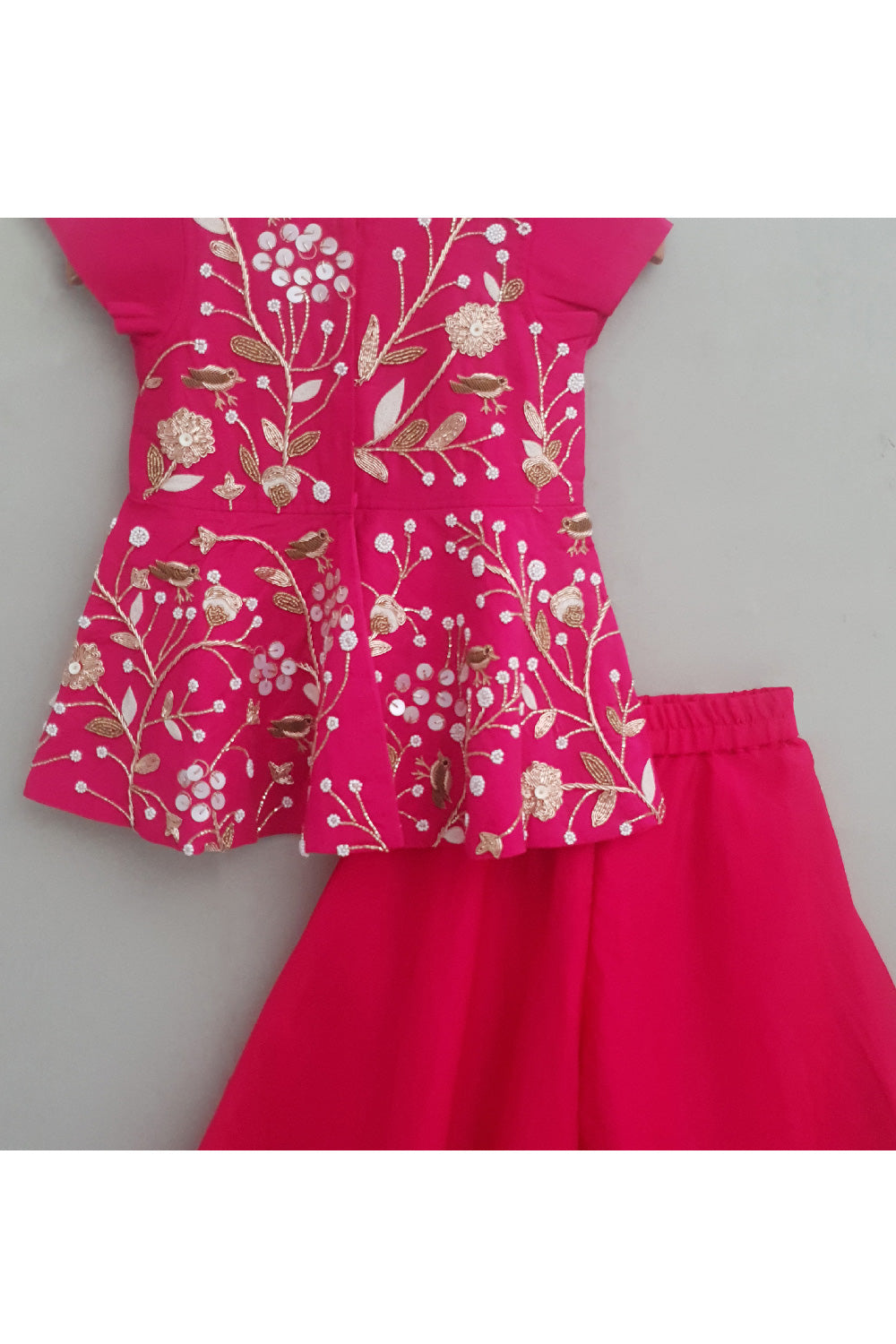 Pink Embroidered Cotton Silk Kurta With Palazzo Set