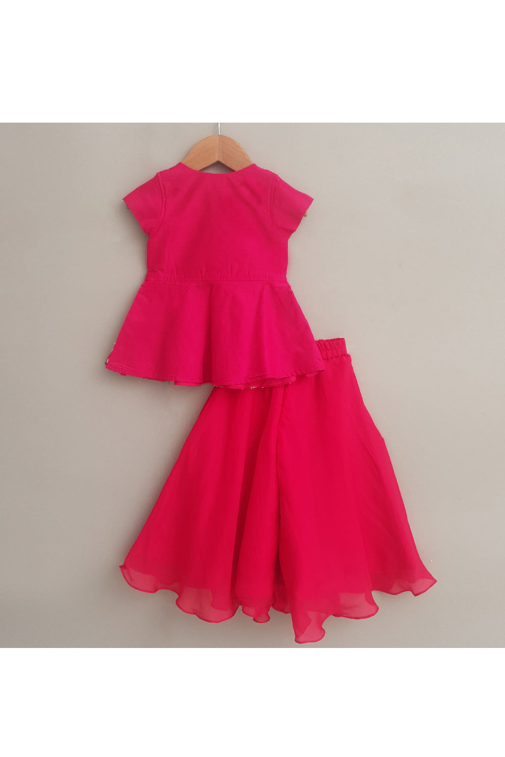 Pink Embroidered Cotton Silk Kurta With Palazzo Set