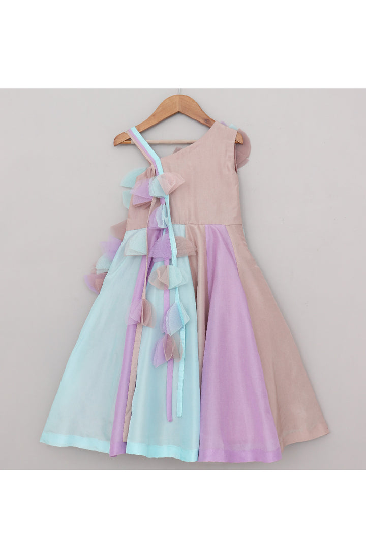 Multicolor Petals Detailing One Shoulder Gown