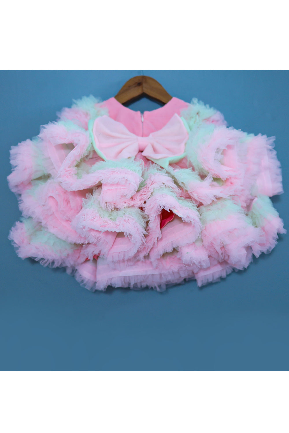 Pink Kitty Patch Embroidered Net Layered Dress