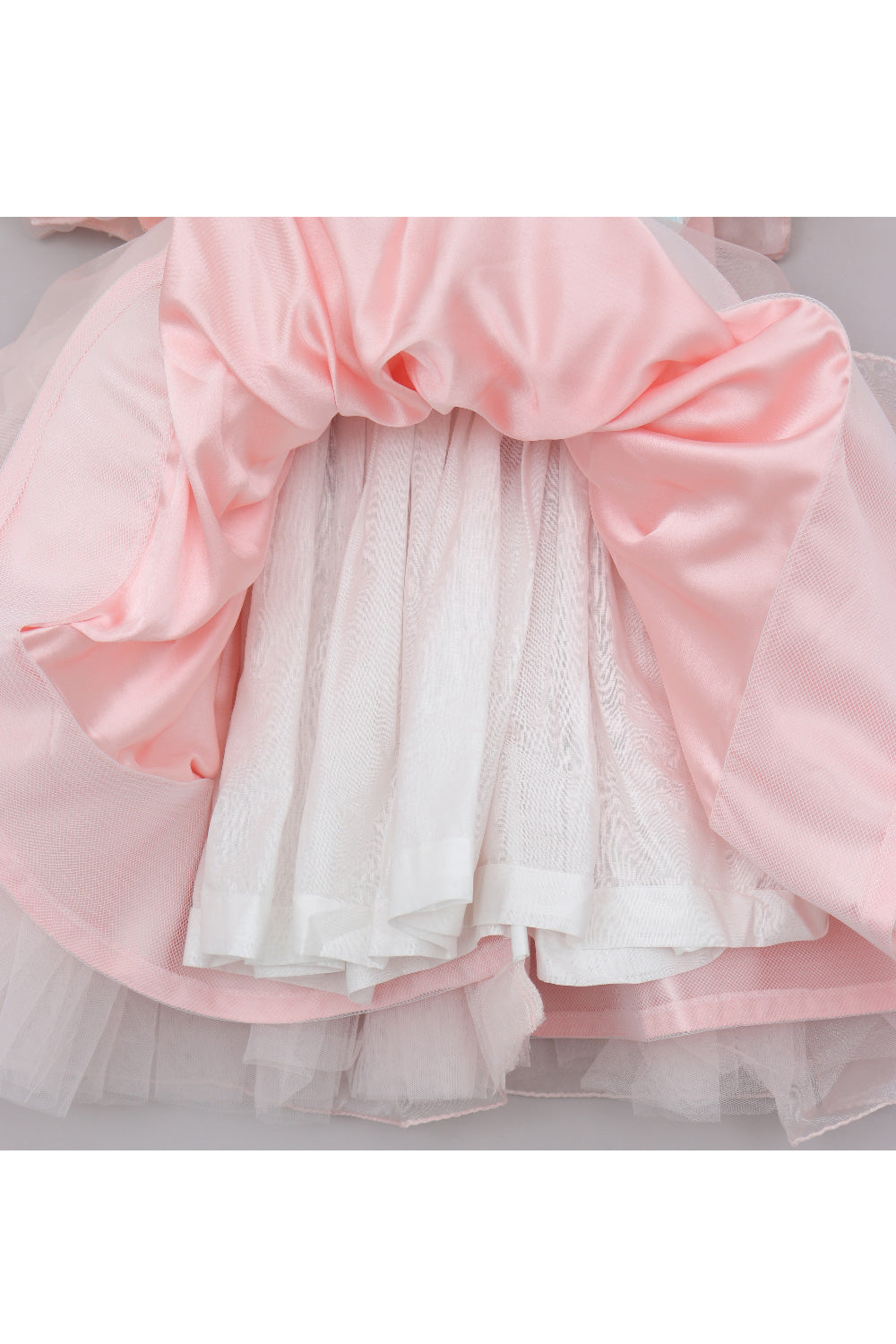 Peach Floral Embroidered Bow Detailing Organza Dress