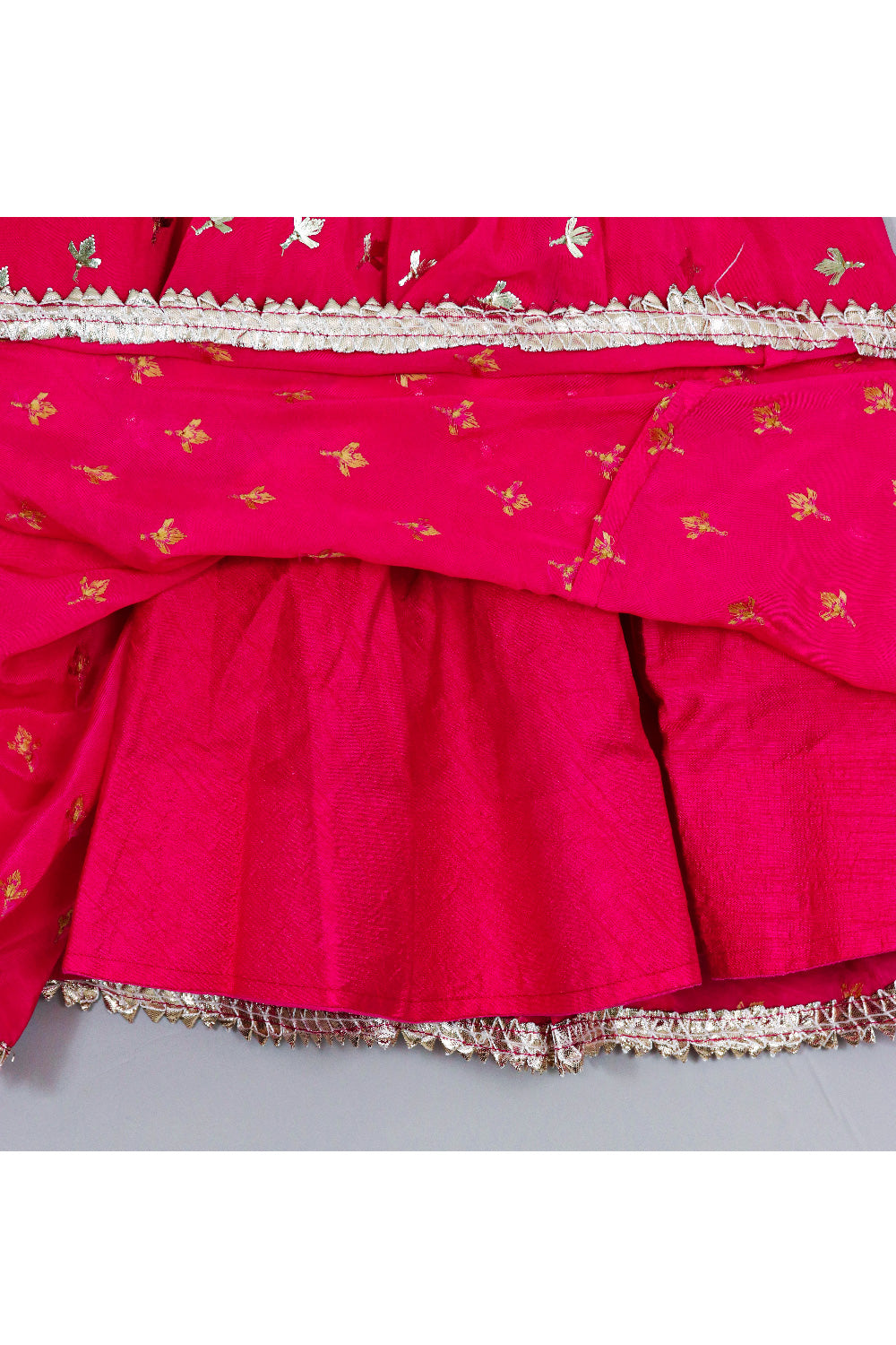 Hot Pink Embroidered Georgette Sleeveless Top With Lehenga Set