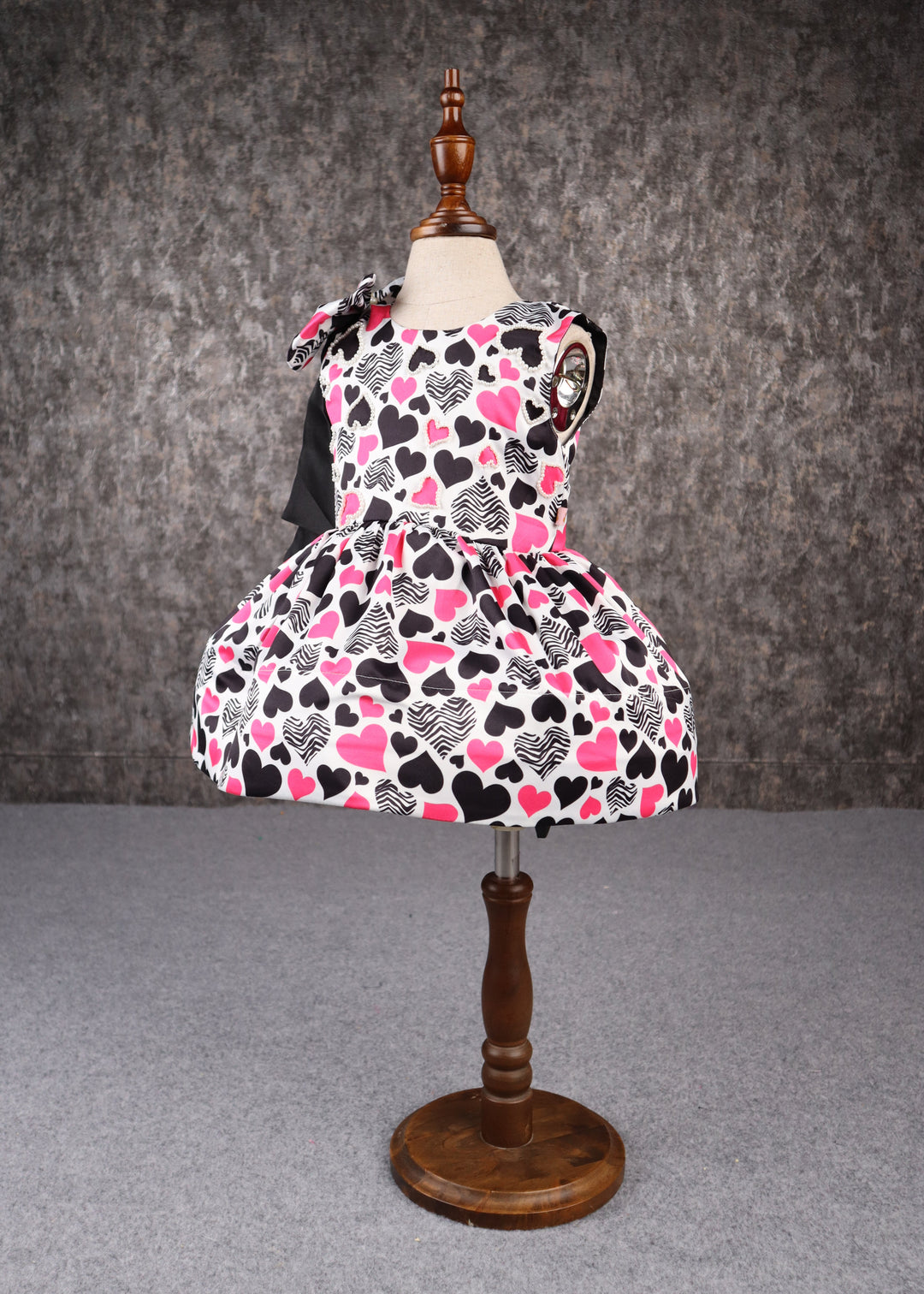 Multi-coloured Valentine's Printed Pearl Embellished Dress