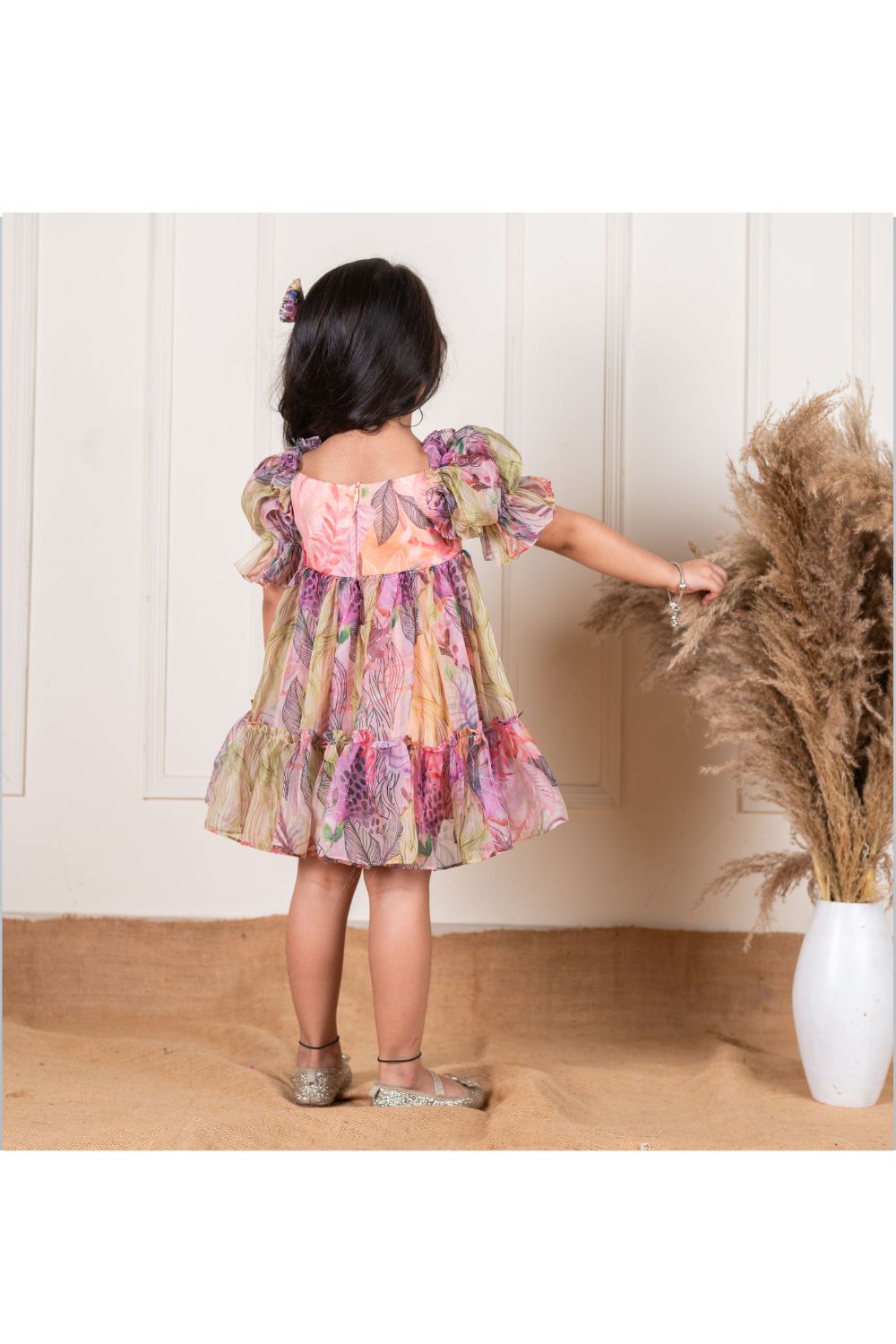 Multicolor Boho Organza Frill Dress