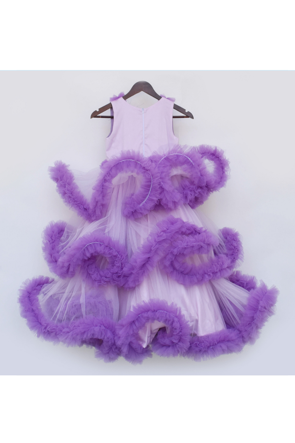 Purple Butterflies Embellished Ruffled Net Gown