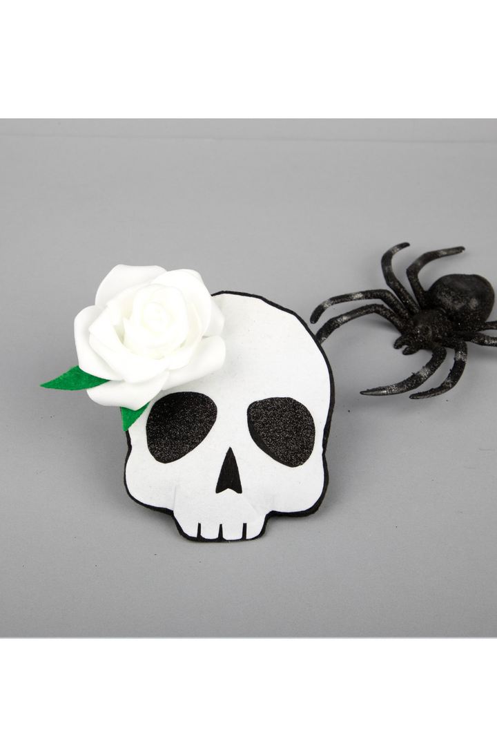 Black And White Halloween Theme Ghost Floral Hair Clip