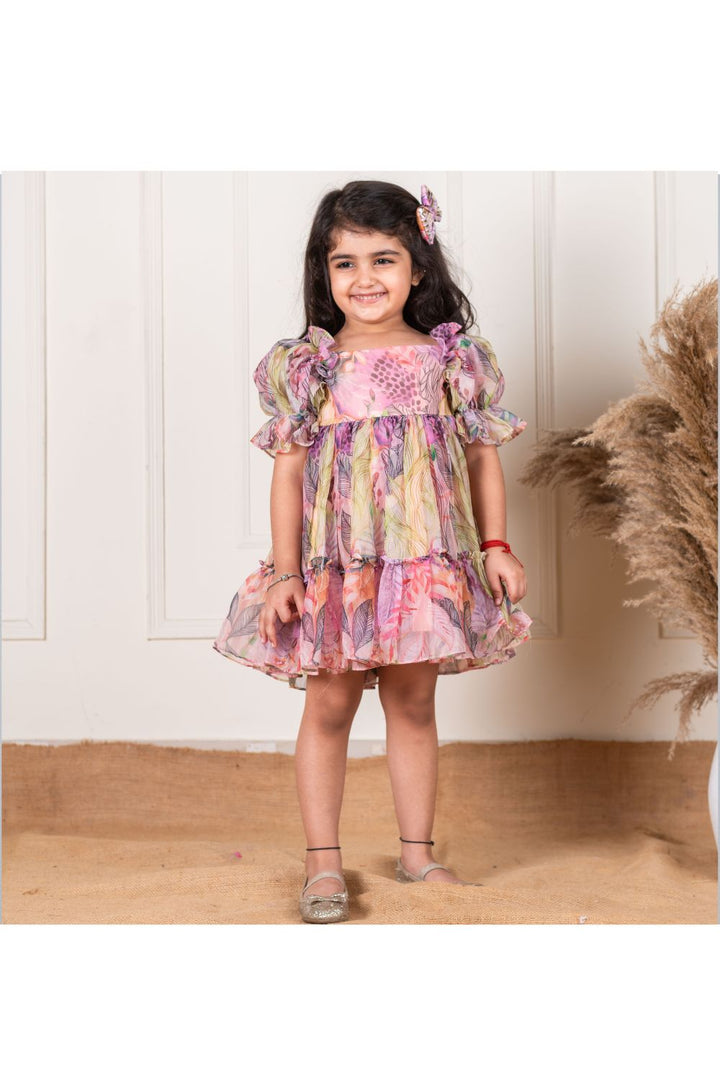 Multicolor Boho Organza Frill Dress
