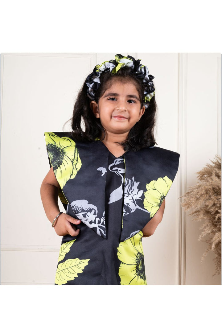 Black Floral Printed Sleeveless Dress