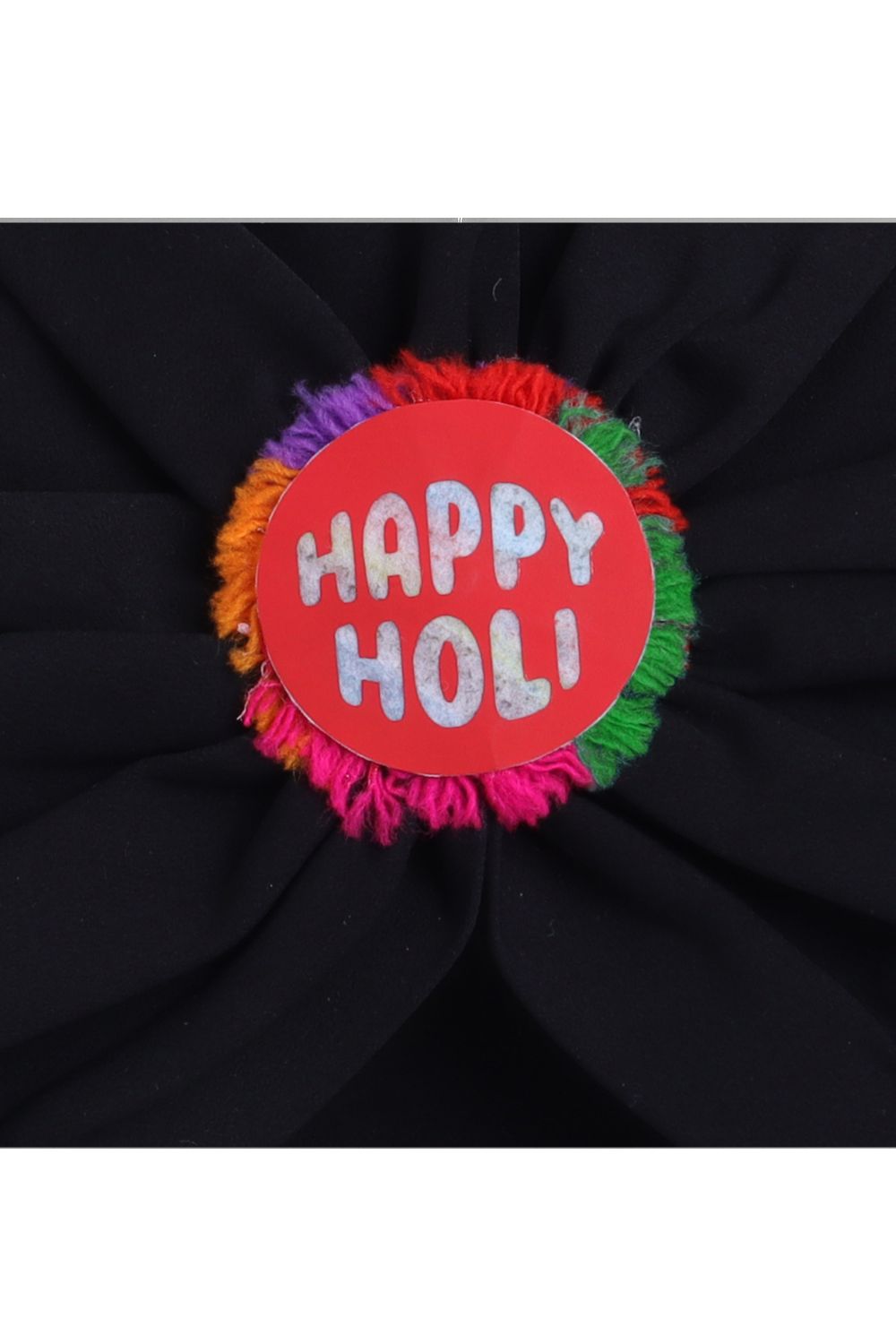 Unisex Cotton Happy Holi Turban-White/Black