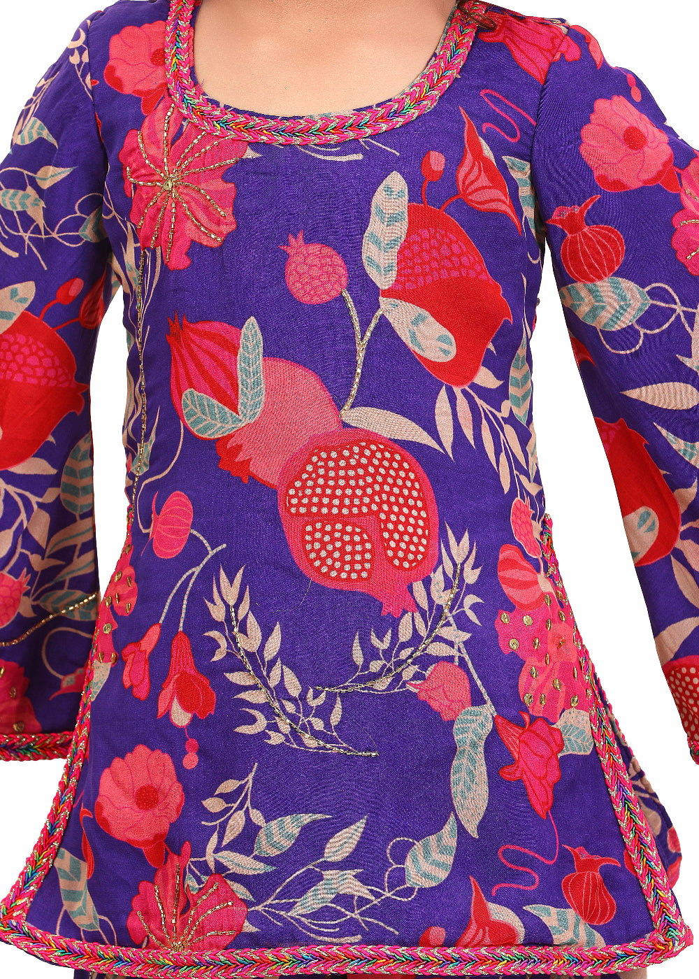 Purple And Hot Pink Digital Printed Kurta With Sharara Set