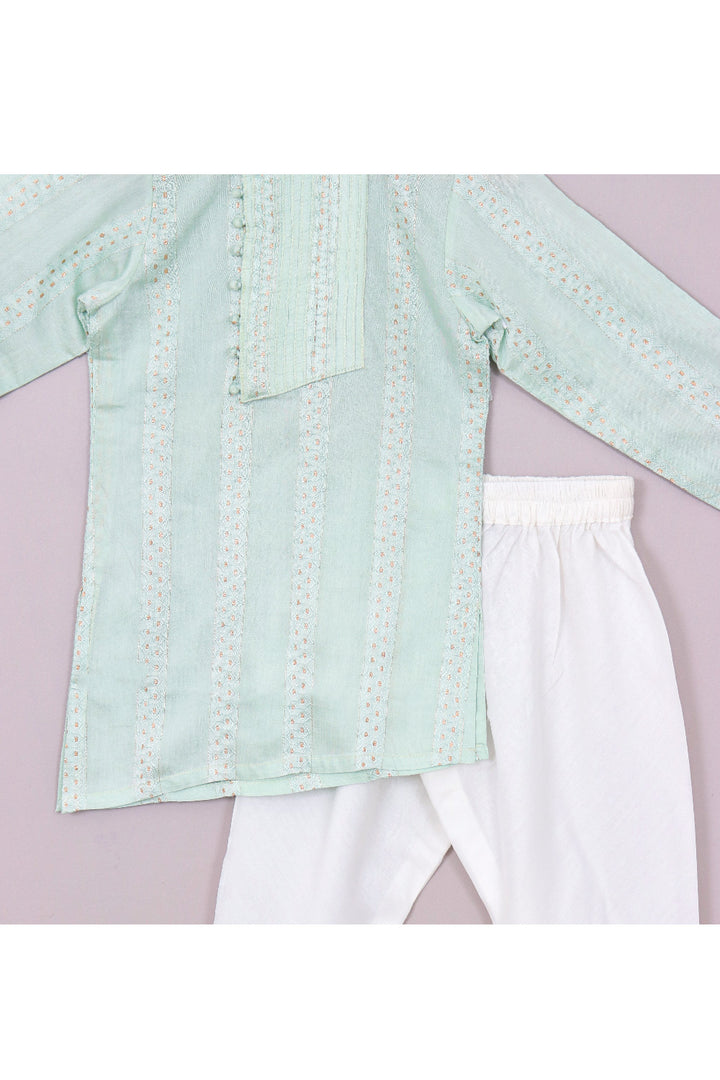 Thread Embroidered Silk Blend Asymmetrical Kurta With Pyjama Set
