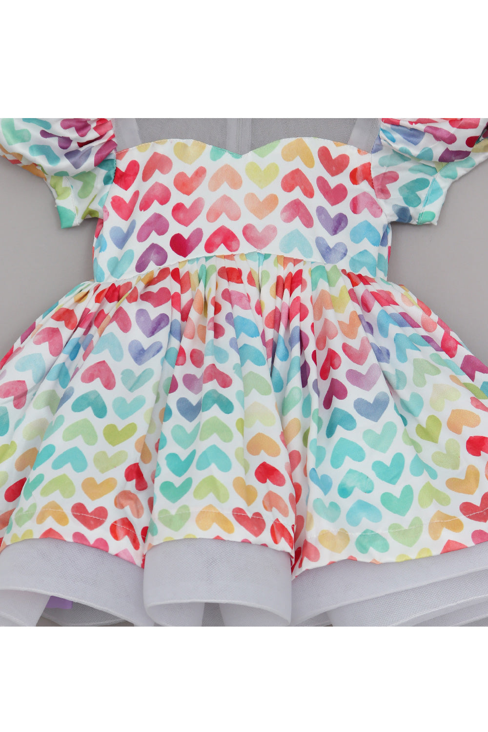 White And Multicolor Heart Printed Dress