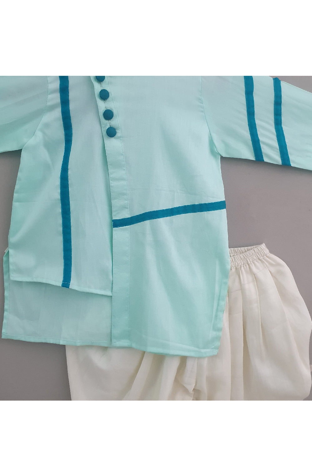 Blue Asymmetrical Cotton Kurta With Salwar Set