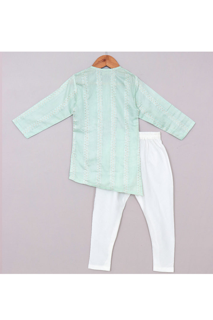 Thread Embroidered Silk Blend Asymmetrical Kurta With Pyjama Set