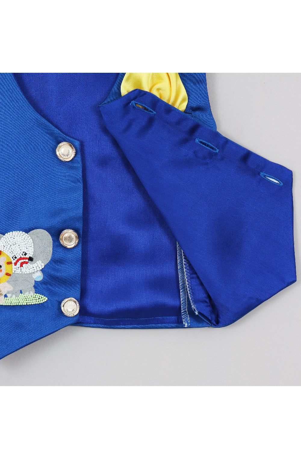 Blue Animals Embroidered Waistcoat
