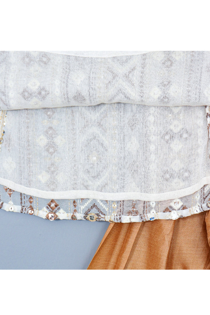Off White Faux Mirror Embroidered Georgette Kurta With Salwar Set