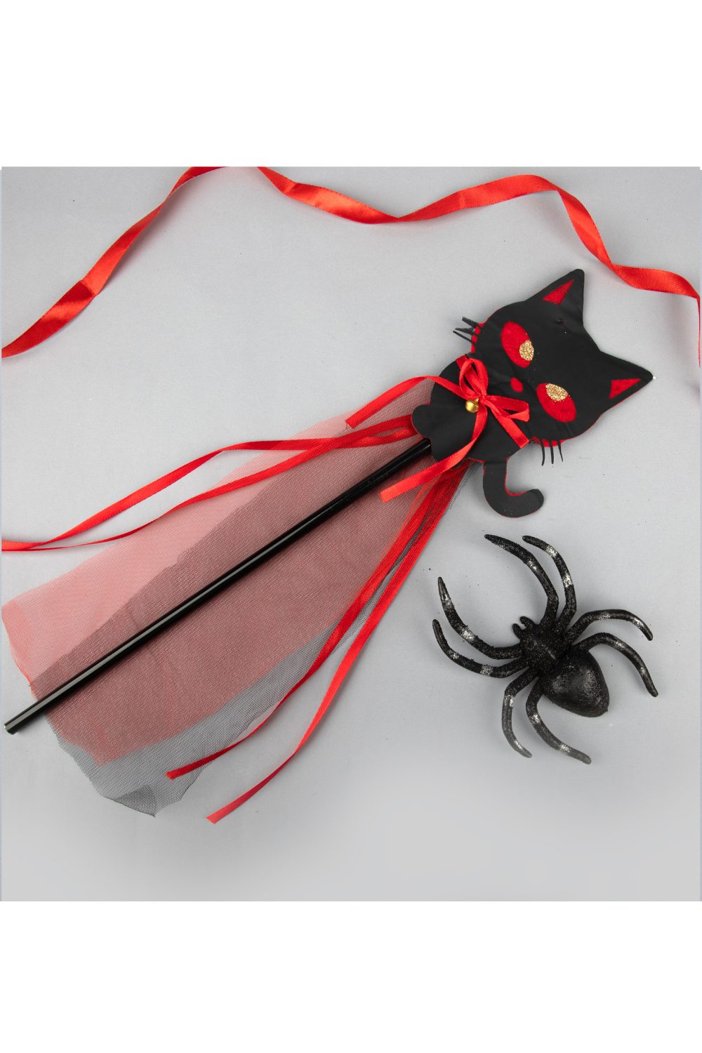 Black And Red Halloween Theme Cat Wand