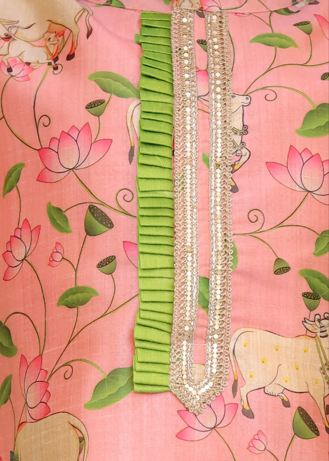 Orange Cow Printed Kurta With Pyjama Set
