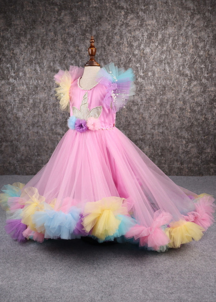 Unicorn Multi-coloured Ruffled Frill Gown