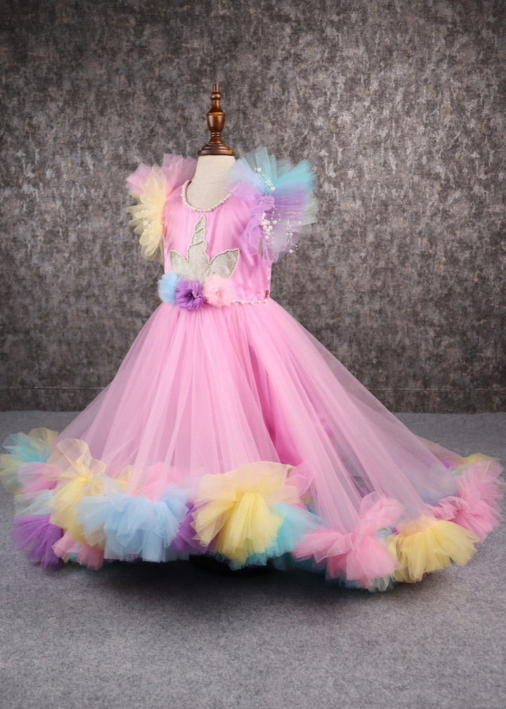 Unicorn Multi-coloured Ruffled Frill Gown