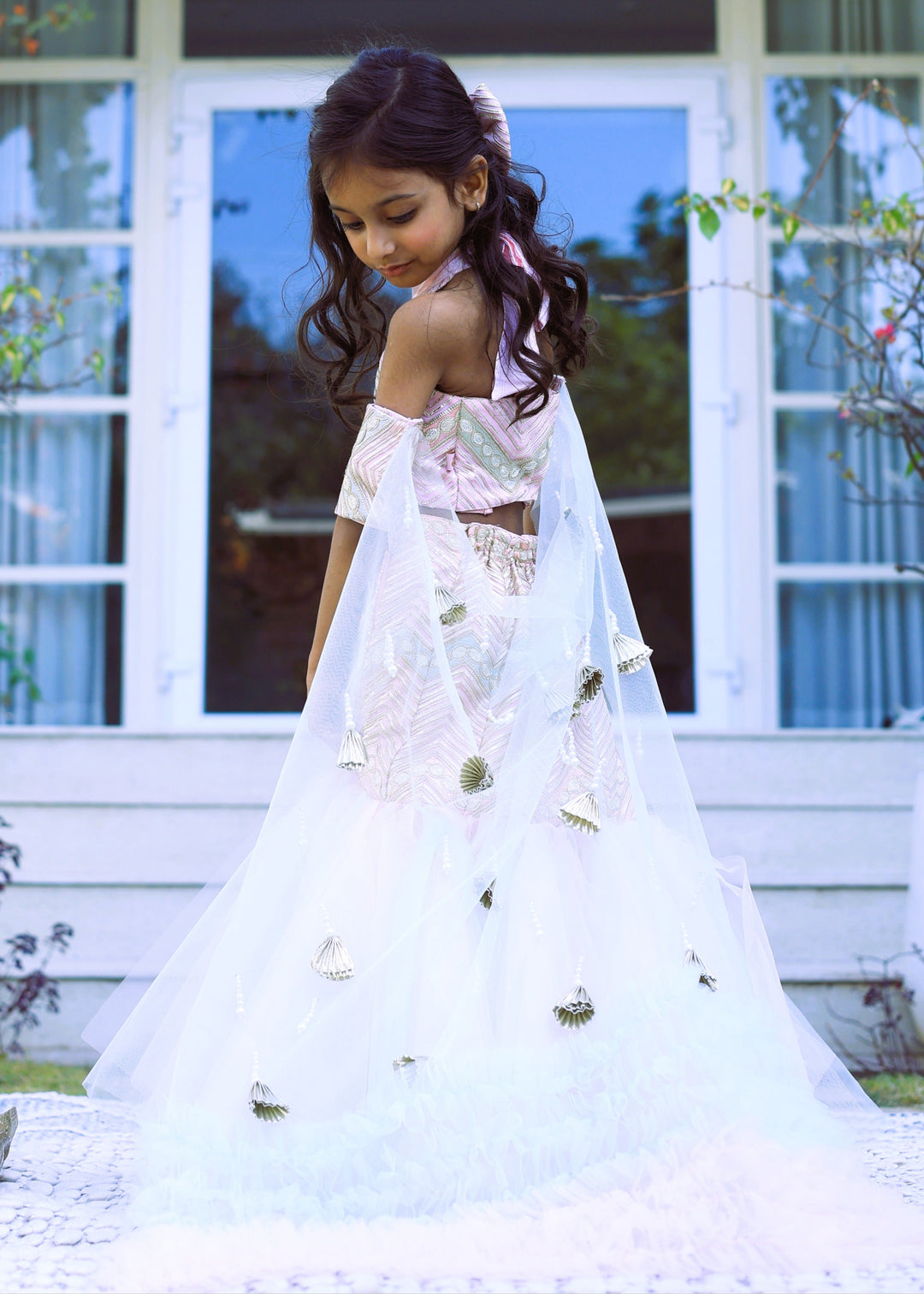 Pink Fish cut style Flared Lehenga With Top Set