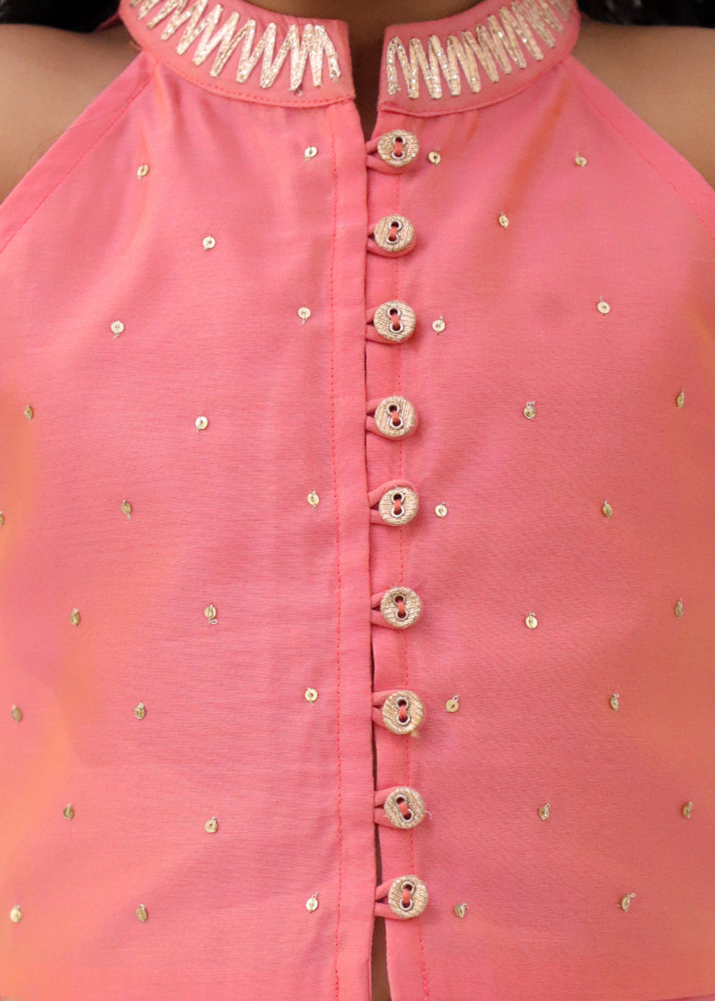 Mishti Peach Bird Printed Top With Palazzo Set
