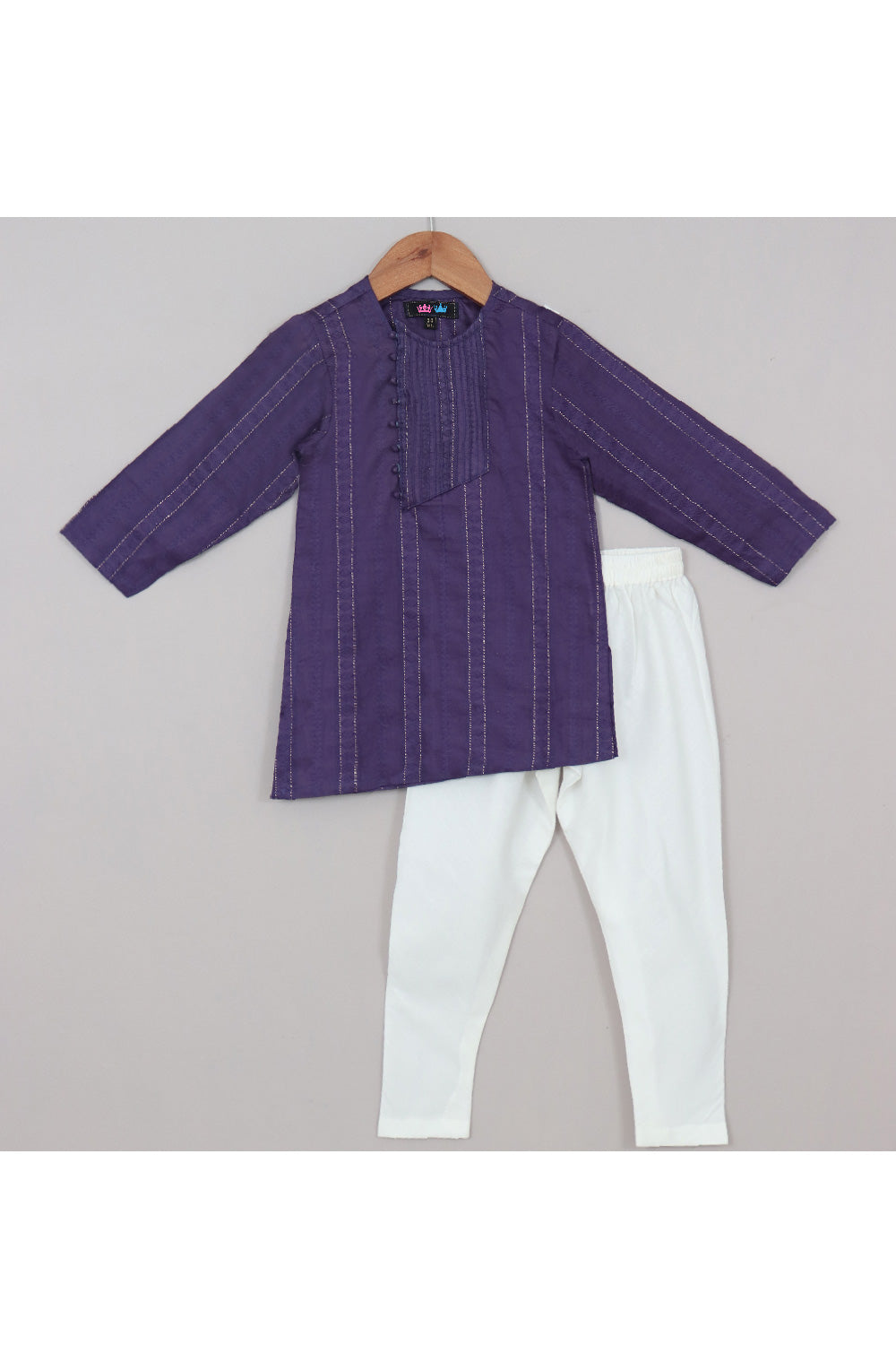 Thread Embroidered Silk Blend Asymmetrical Kurta With Pyjama Set