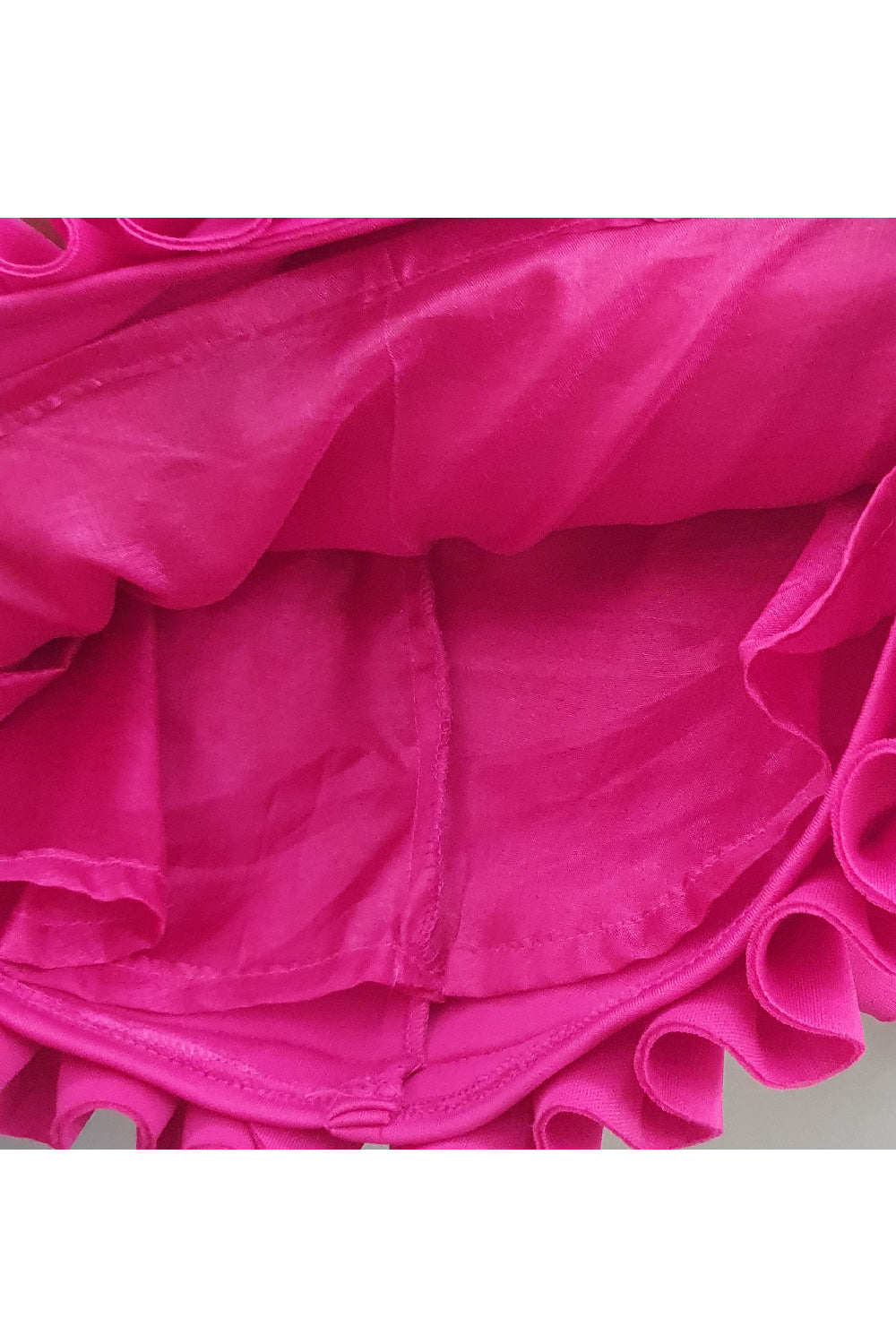 Hot Pink Frill Detailing Scuba Dress With Sling Bag