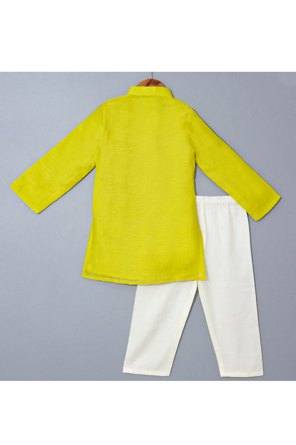 Lime Green Embroidered Chanderi Kurta With Pyjama Set