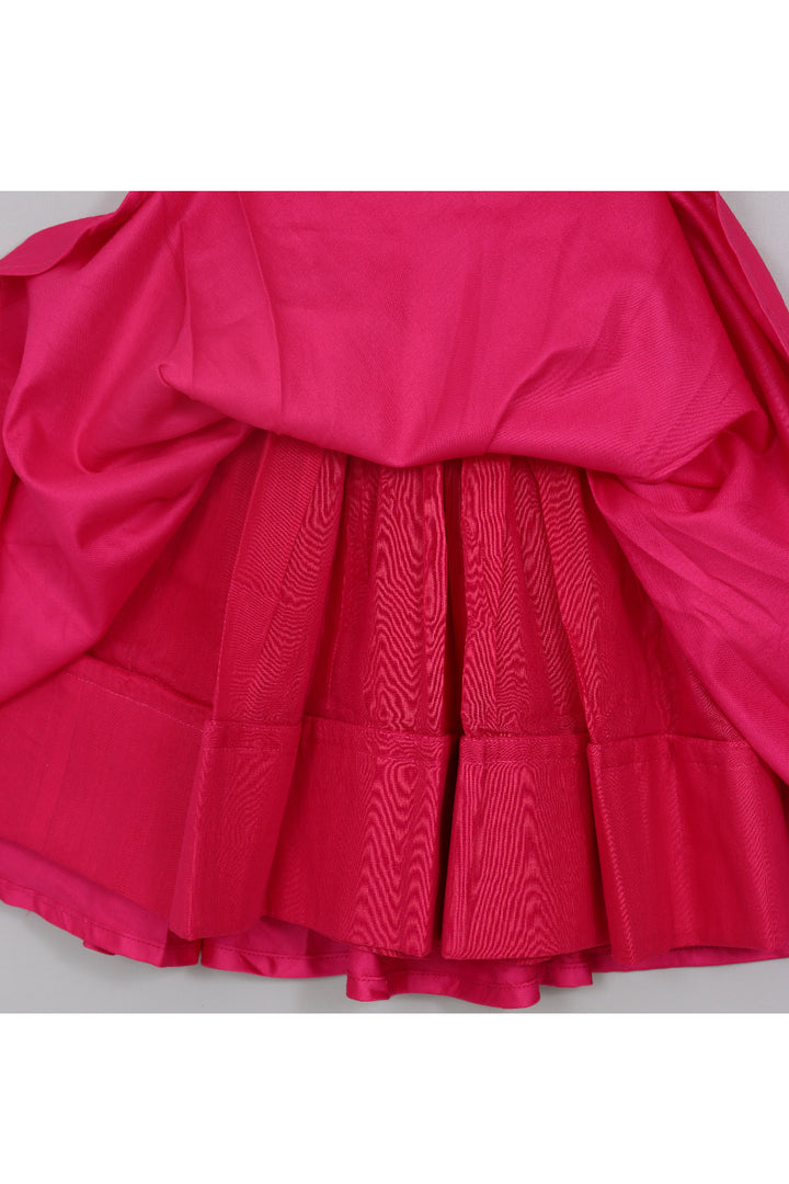 Fuchsia Pink Thread Embroidered Halter Neck Top With Lehenga Set