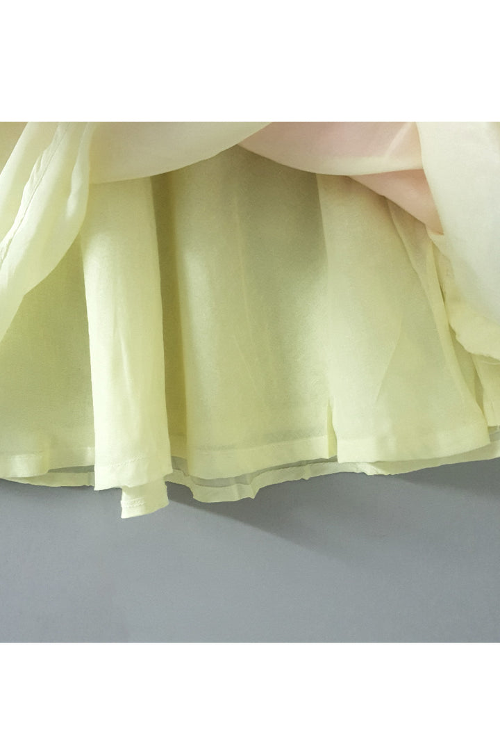 Yellow Floral Embroidered Cotton With Net Detailing Dress