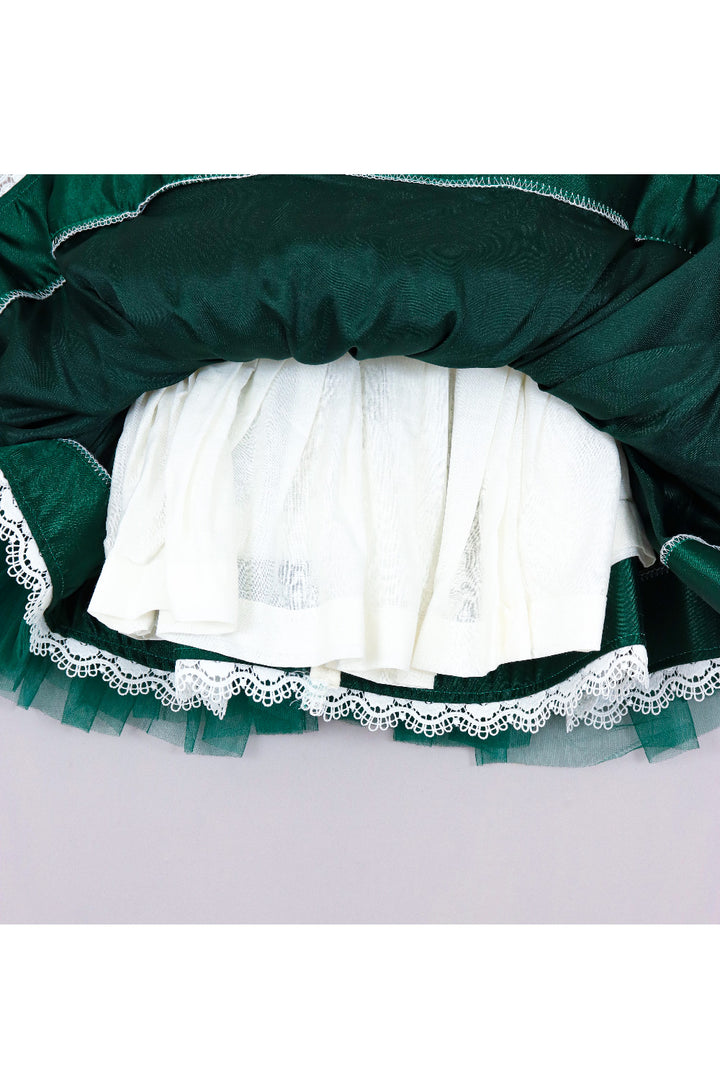 Bottle Green Rainbow Frill Net Dress