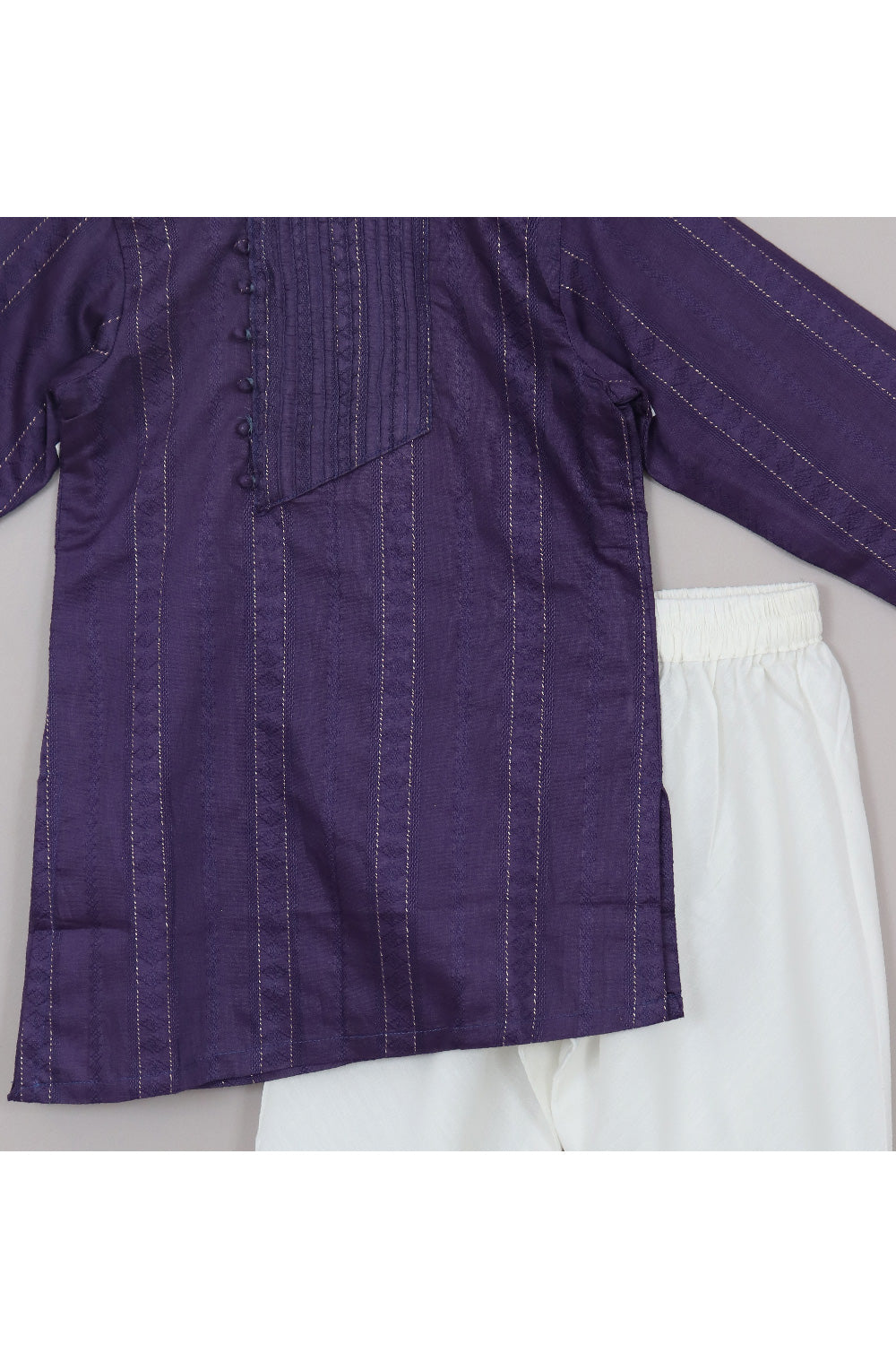 Thread Embroidered Silk Blend Asymmetrical Kurta With Pyjama Set
