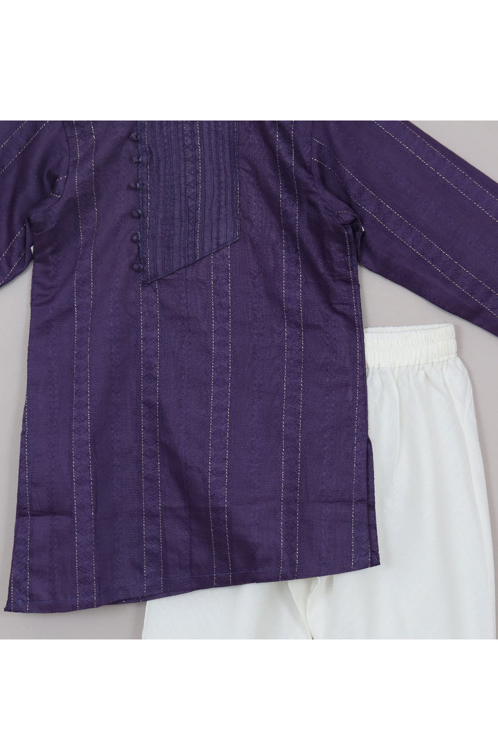 Thread Embroidered Silk Blend Asymmetrical Kurta With Pyjama Set