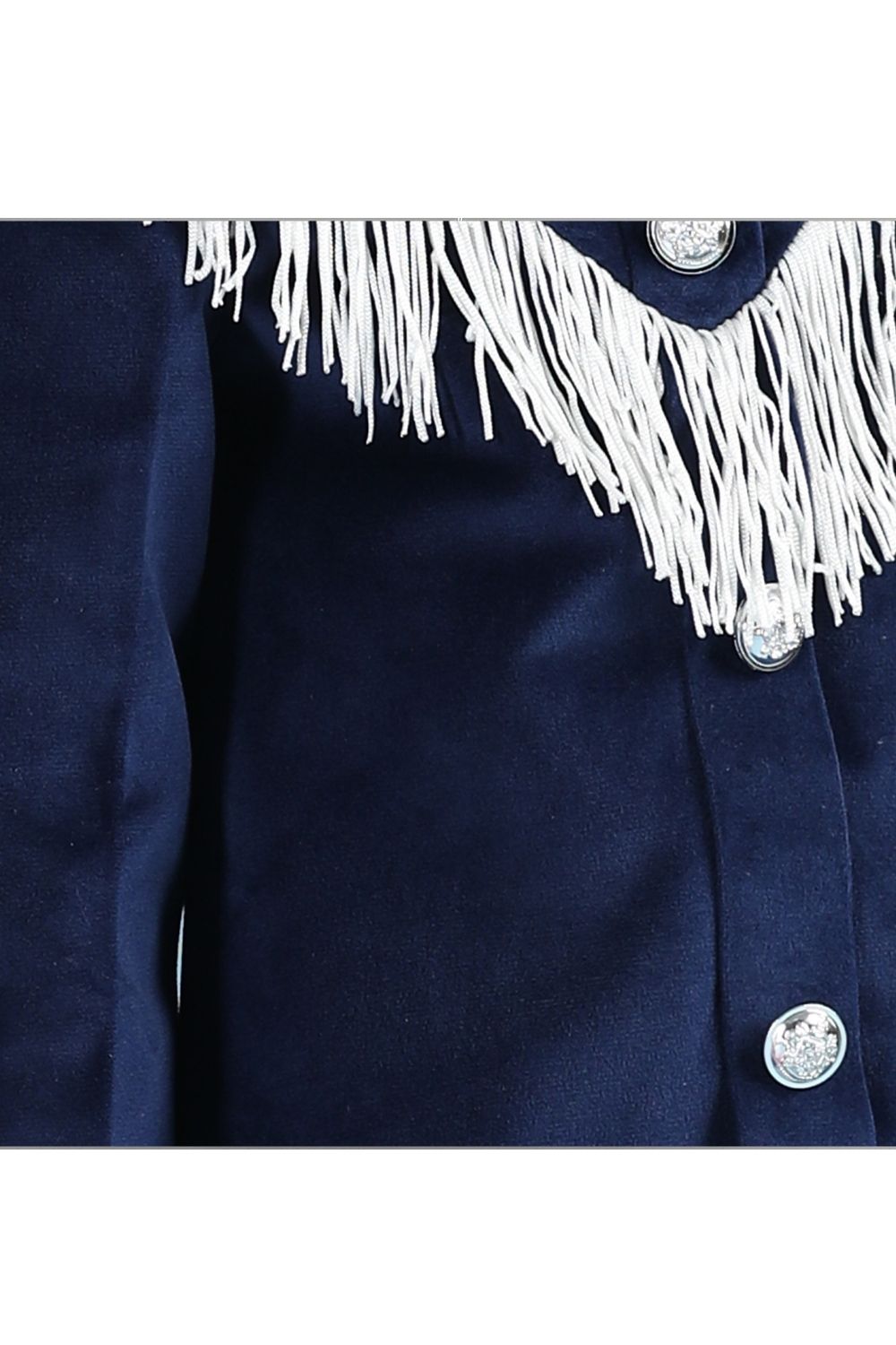 Deep Blue Velvet With Thread Detailing Full Sleeves Dress