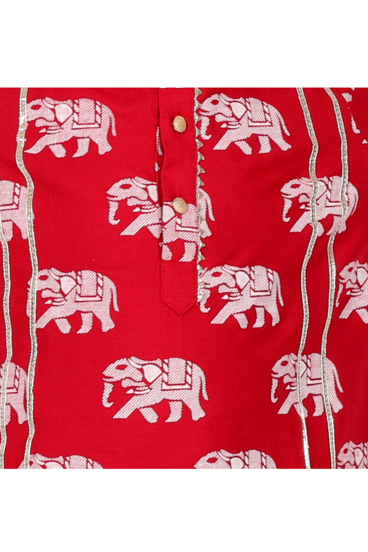 Elephant Block Printed Kurta With Pyjama Set