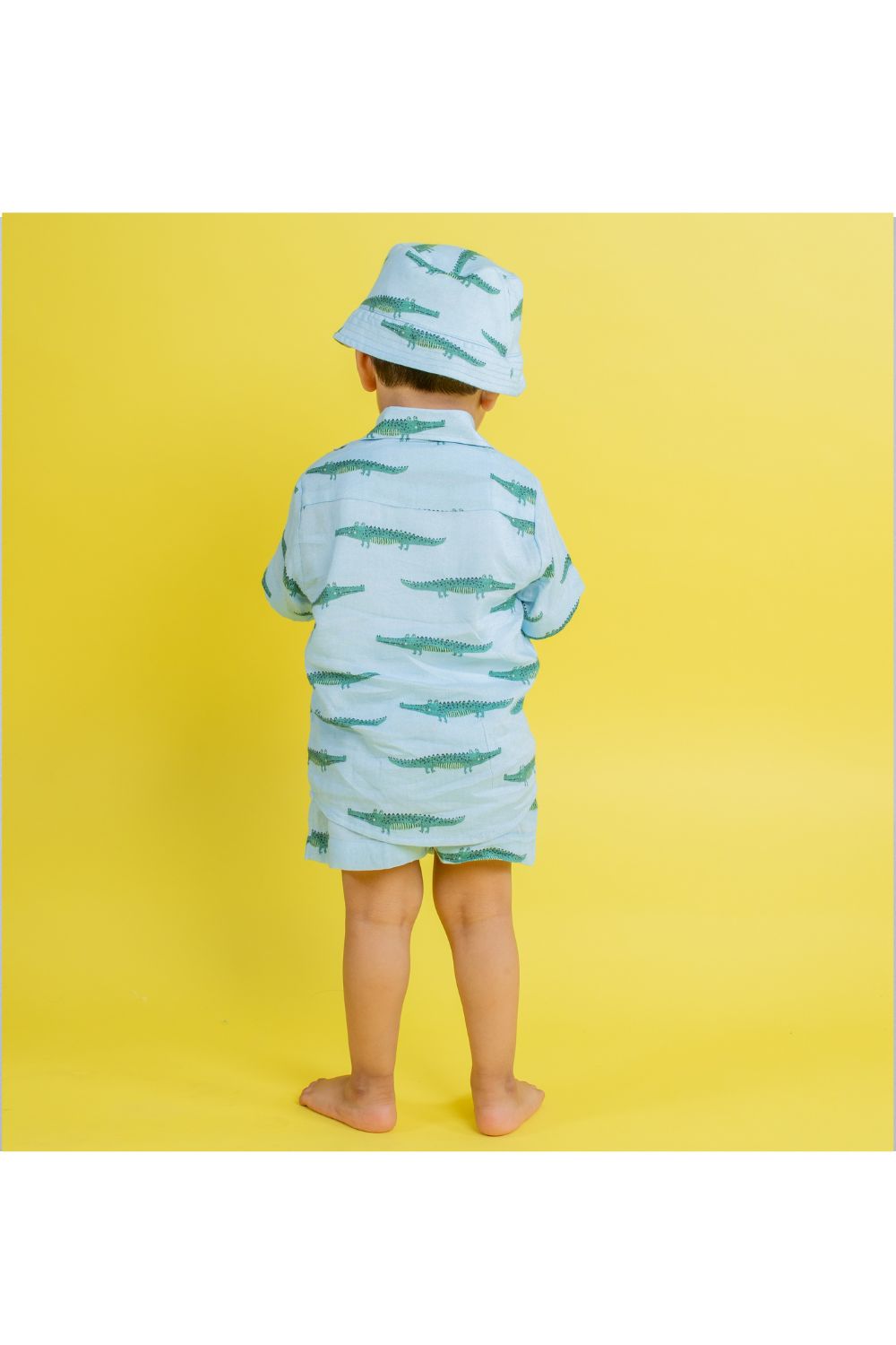 Blue Digital Printed Crocodile Motif Cord Set