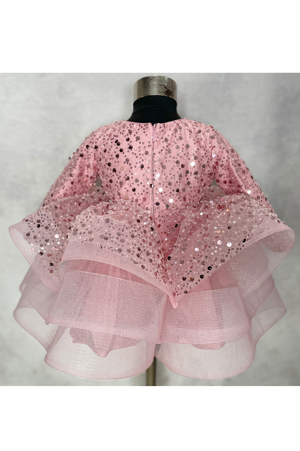 Blush Pink Sequined Net Dress