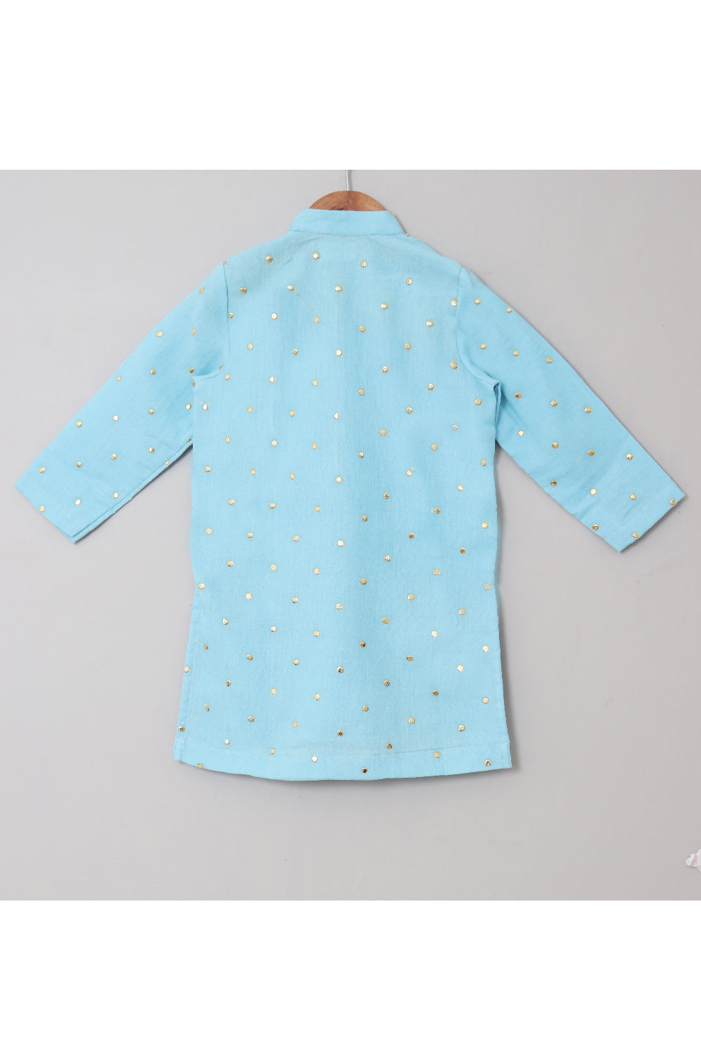 Light Blue Buti Embroidered Pure Cotton Kurta
